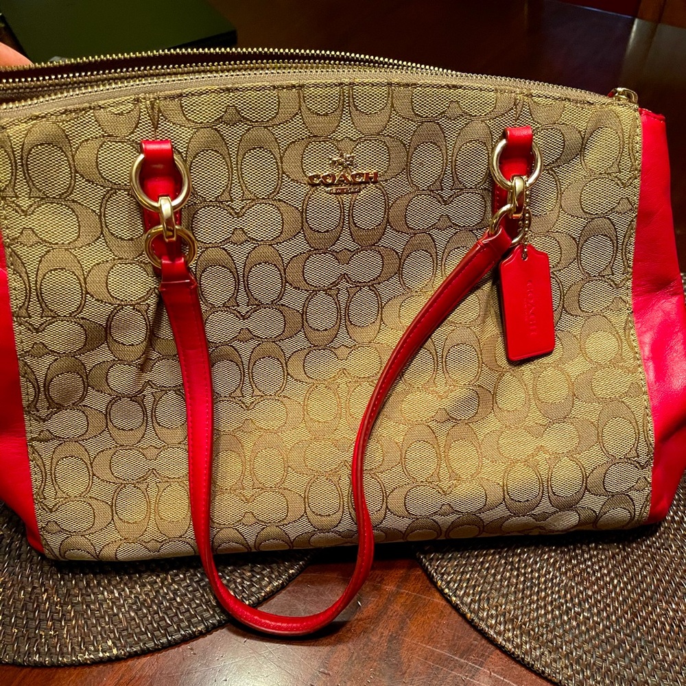 Red and Brown Coach purse